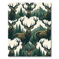 Majestic Stag Mountain Forest Scene Rug