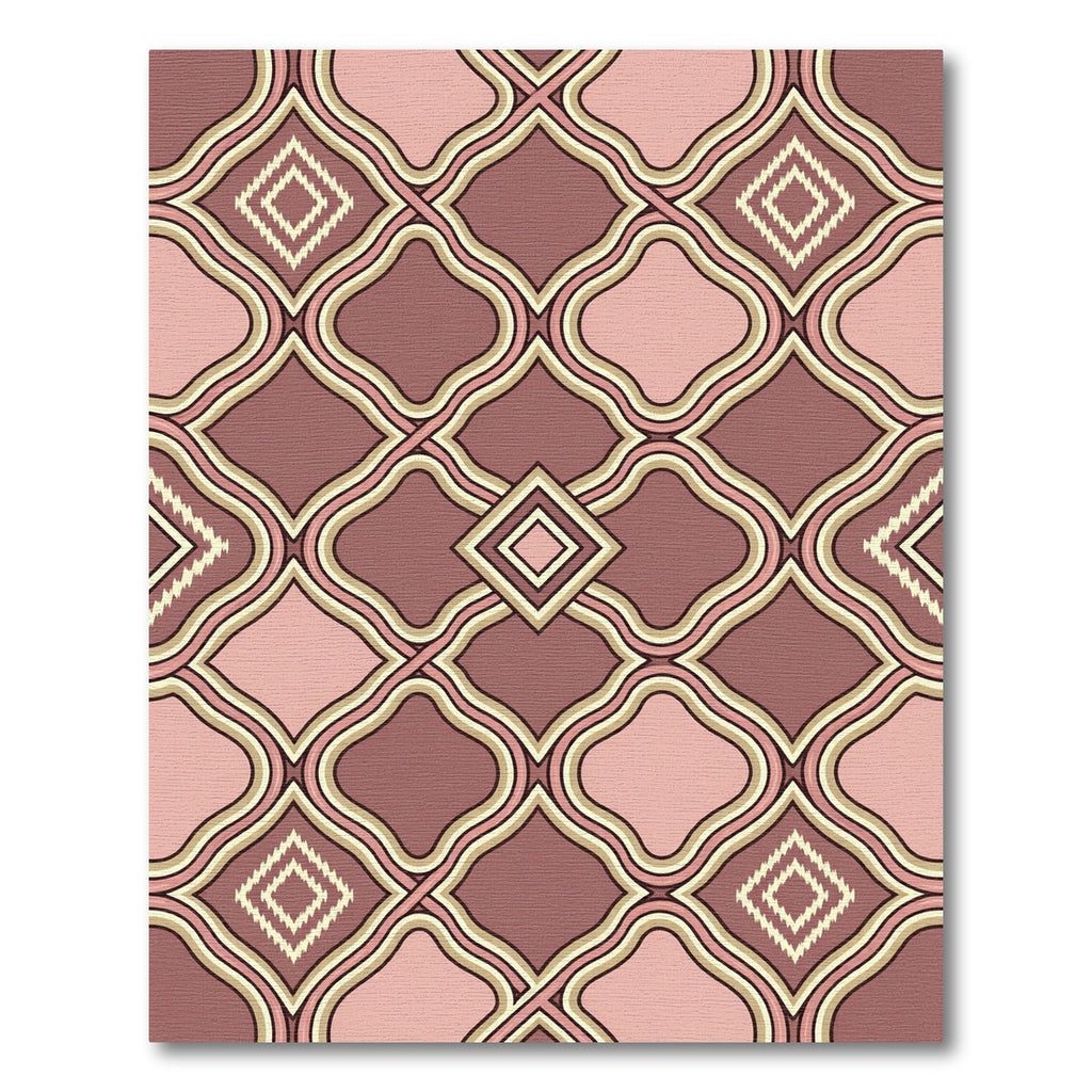 Dusty Rose Geometric Quatrefoil Lattice Rug