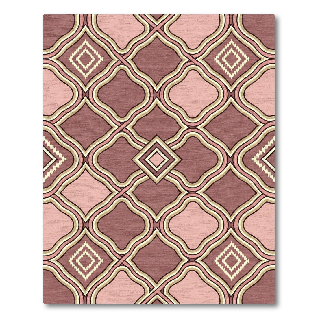 Dusty Rose Geometric Quatrefoil Lattice Rug