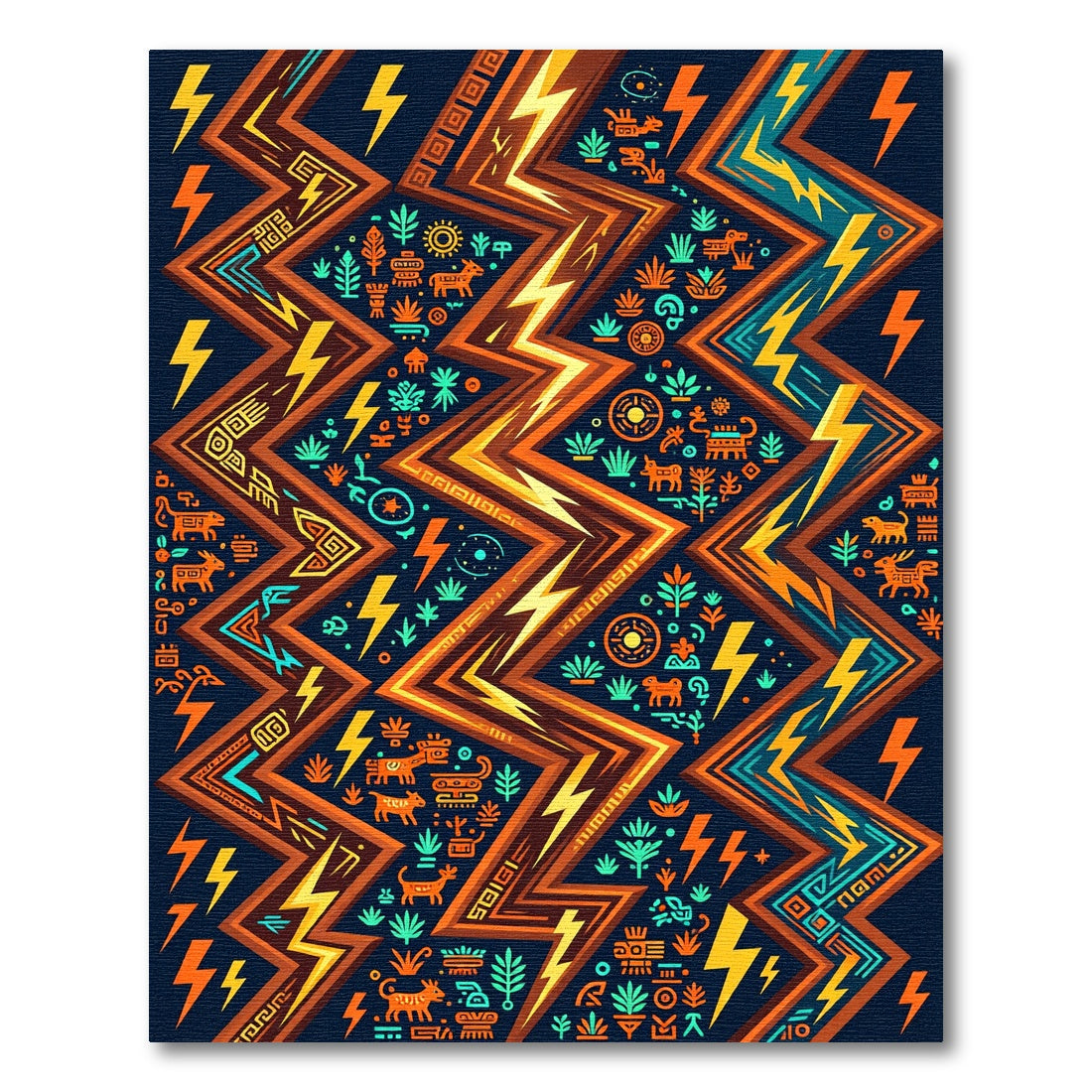 Tribal Sun Lightning Zigzag Rug