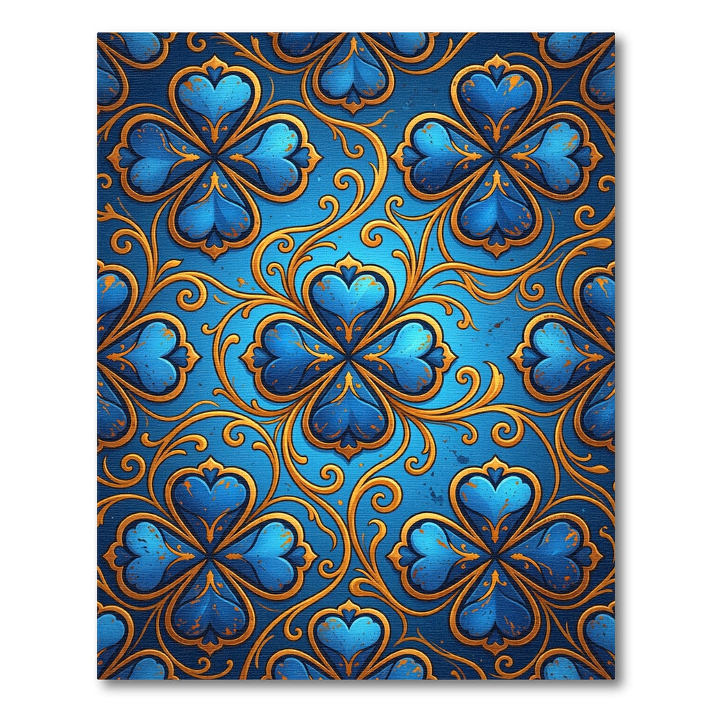Royal Blue Filigree Clover Medallion Rug