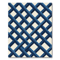 Navy Blue Trellis Grid Rug