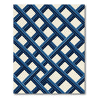 Navy Blue Trellis Grid Rug