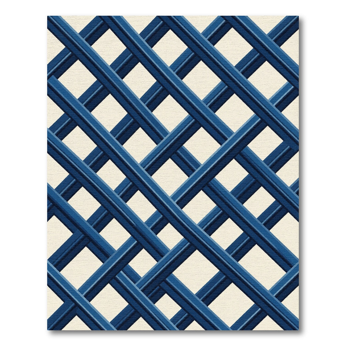 Navy Blue Trellis Grid Rug