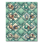Coastal Seashell Lattice Mint Teal Area Rug