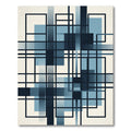 Modern Geometric Navy and Blue Grid Rug