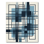 Modern Geometric Navy and Blue Grid Rug