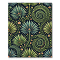 Lush Green Tropical Foliage Swirl Rug