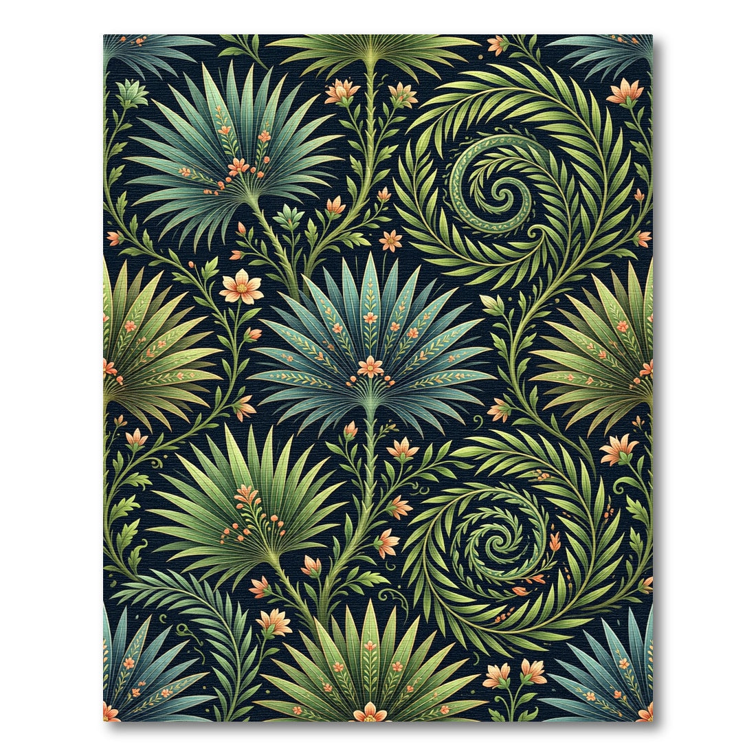 Lush Green Tropical Foliage Swirl Rug