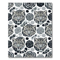 Monochromatic Snow Leopard Rose Floral Rug