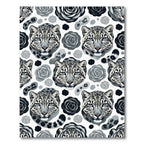Monochromatic Snow Leopard Rose Floral Rug