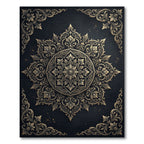 Ornate Golden Filigree Floral Medallion Rug