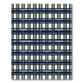 Dark Navy Cream Grid Checkered Weave Rug