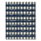Dark Navy Cream Grid Checkered Weave Rug