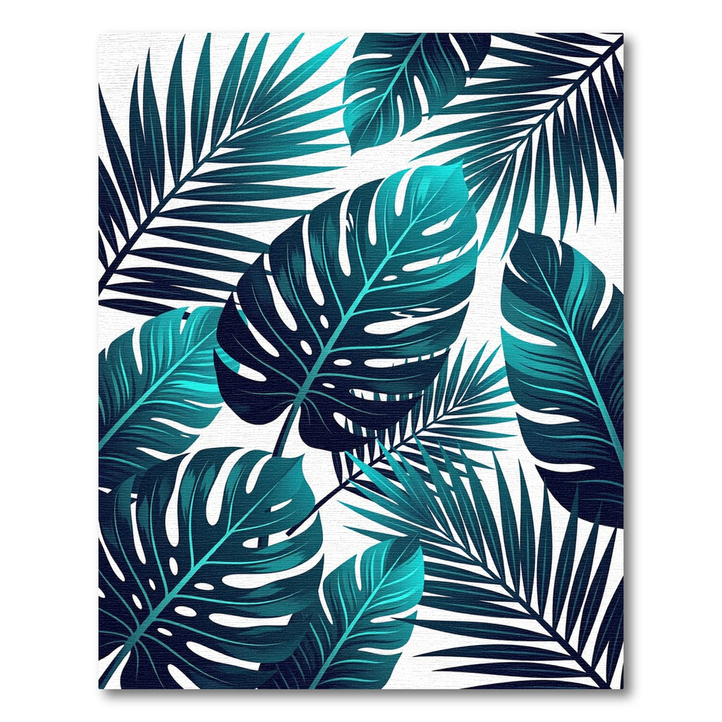 Lush Teal Tropical Monstera Palm Rug