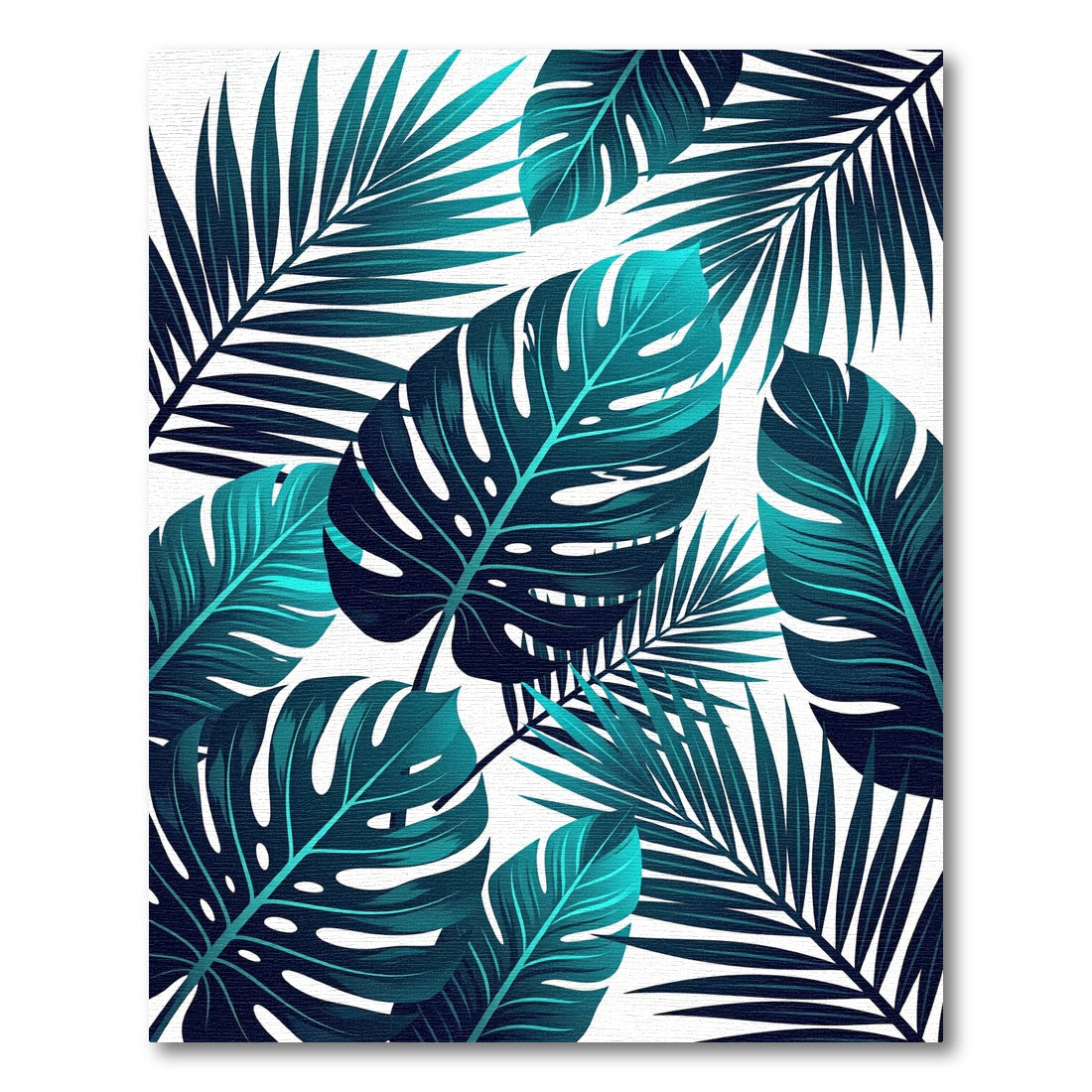 Lush Teal Tropical Monstera Palm Rug