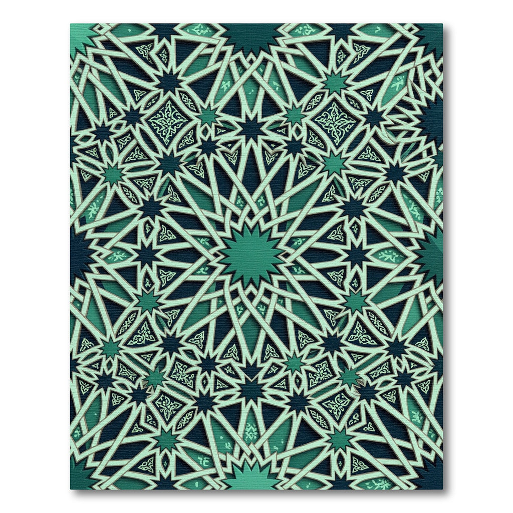 Emerald Green Interlocking Star Pattern Rug