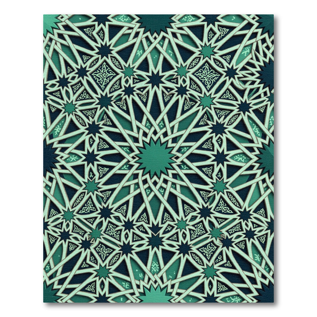 Emerald Green Interlocking Star Pattern Rug