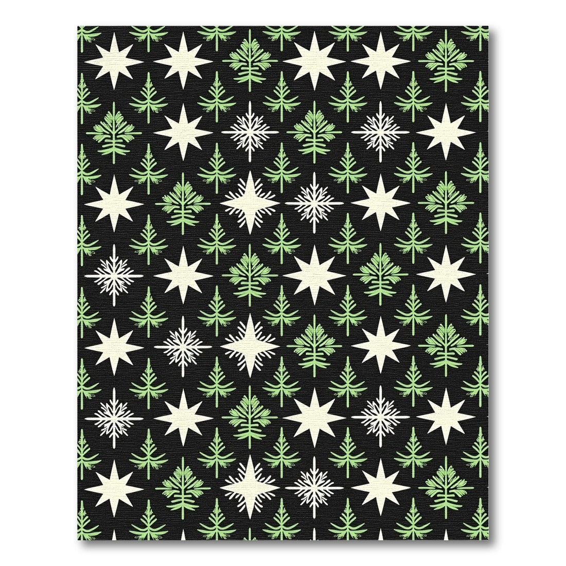 Festive Green Star Tree Collage Rug