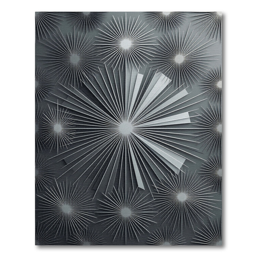 Modern Charcoal Gray Starburst Abstract Rug