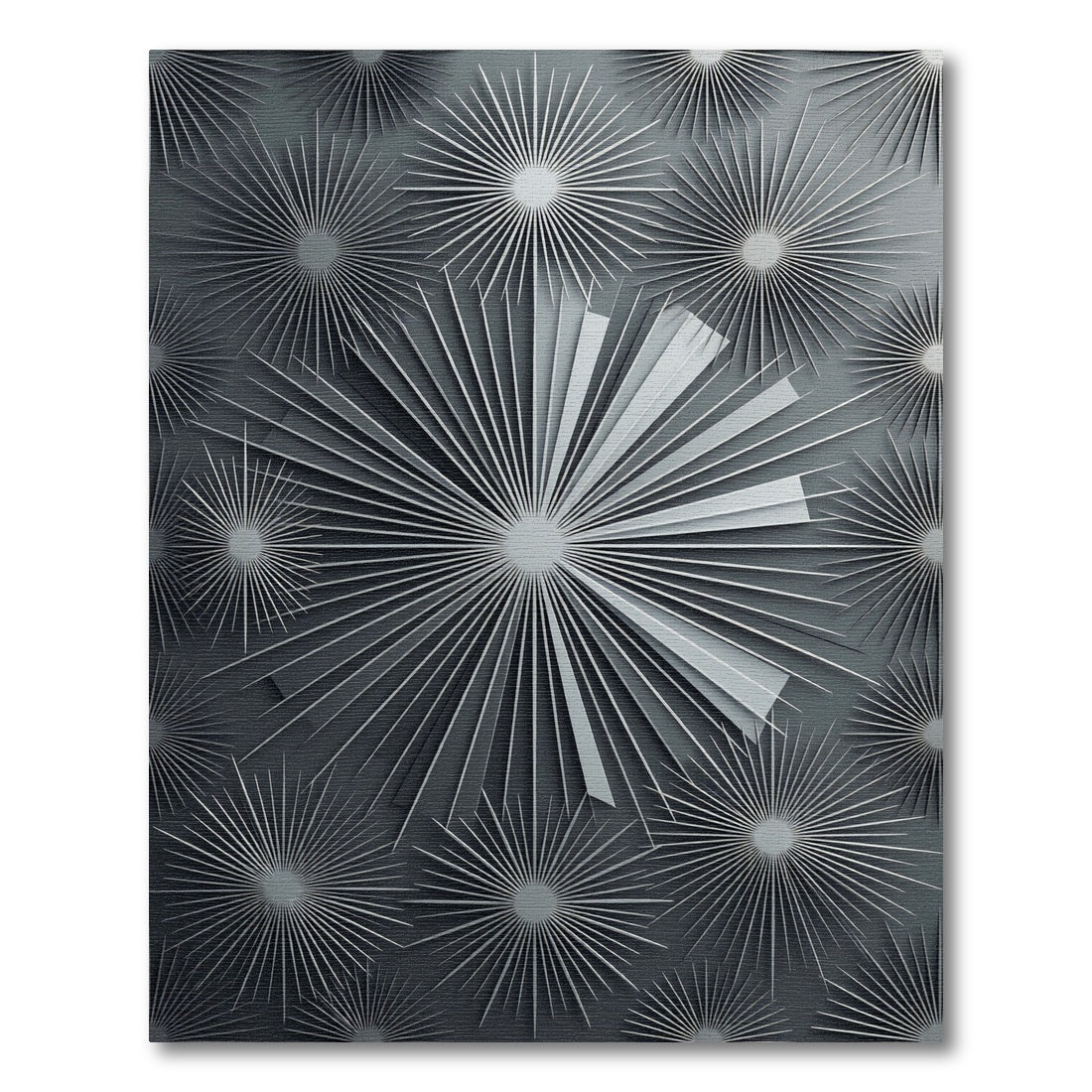 Modern Charcoal Gray Starburst Abstract Rug