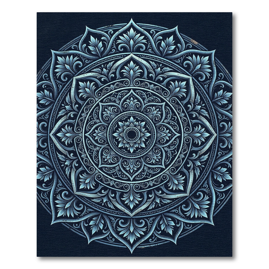 Midnight Blue Ornate Celestial Mandala Rug