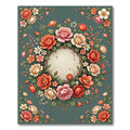 Elegant Floral Rose Wreath Medallion Rug