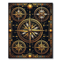 Golden Celestial Compass Boho Art Rug