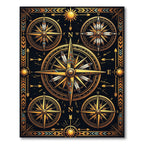 Golden Celestial Compass Boho Art Rug