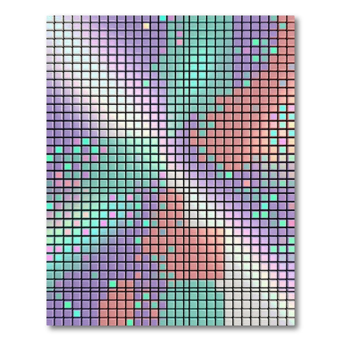 Pastel Pixelated Square Mosaic Gradient Rug