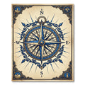 Antique Blue Compass Rose Nautical Rug
