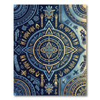 Ethereal Gold and Navy Aztec Mandala Rug