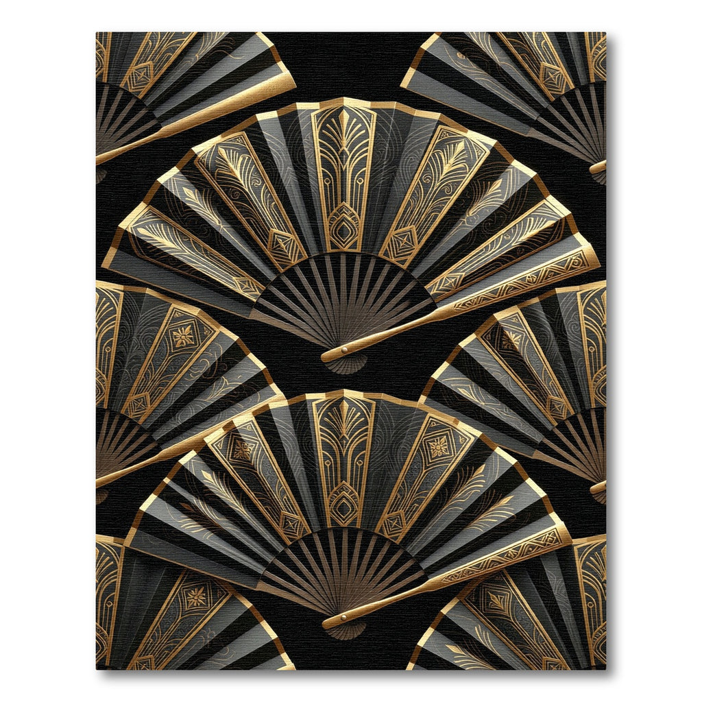 Black Gold Art Deco Fan Rug