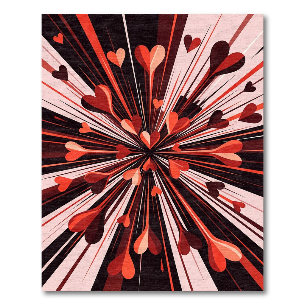 Vibrant Red Heartburst Radial Abstract Rug