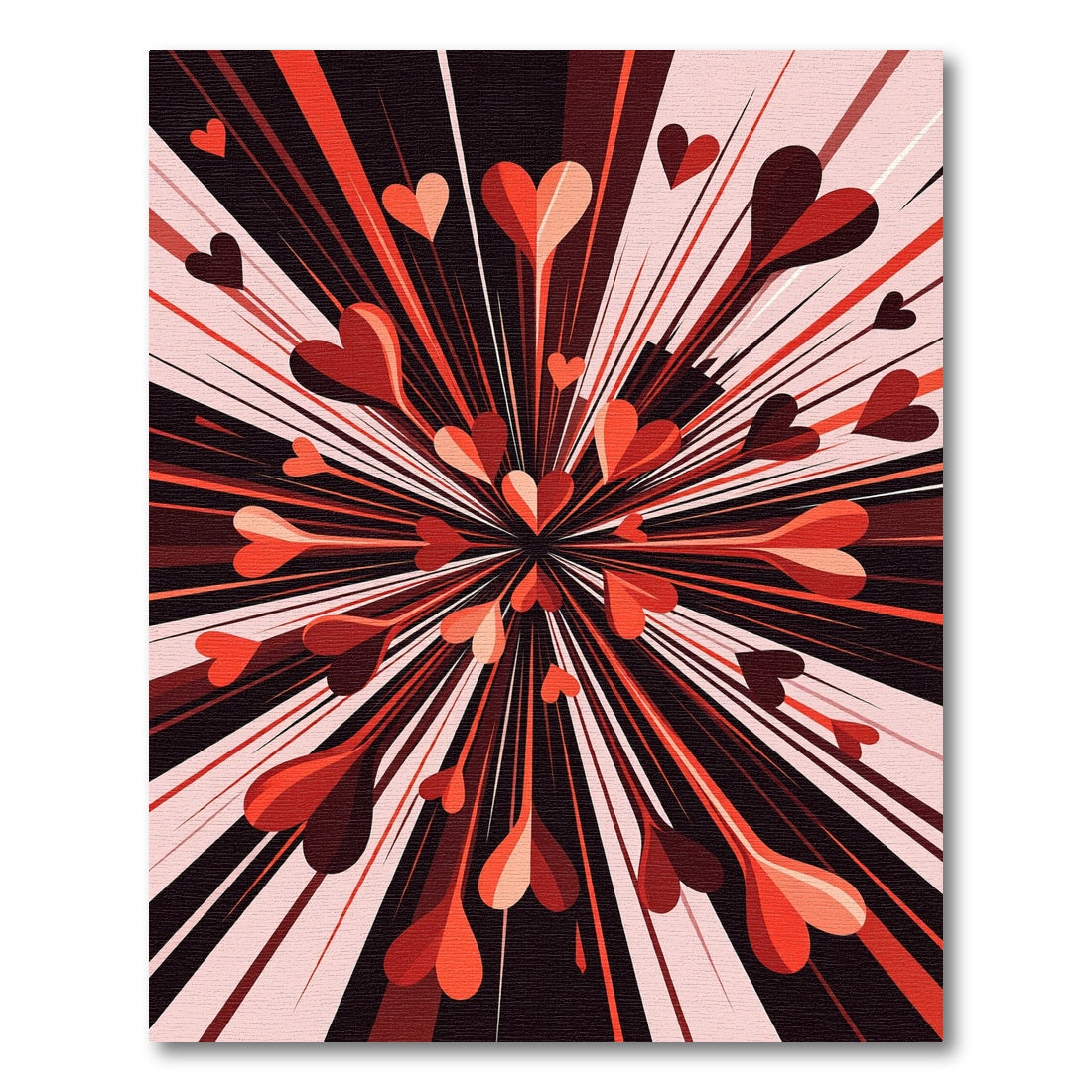 Vibrant Red Heartburst Radial Abstract Rug