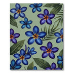 Vibrant Blue Frangipani Tropical Foliage Rug