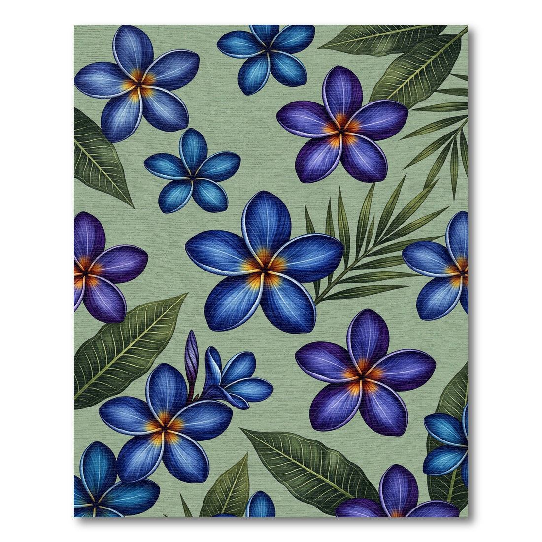 Vibrant Blue Frangipani Tropical Foliage Rug