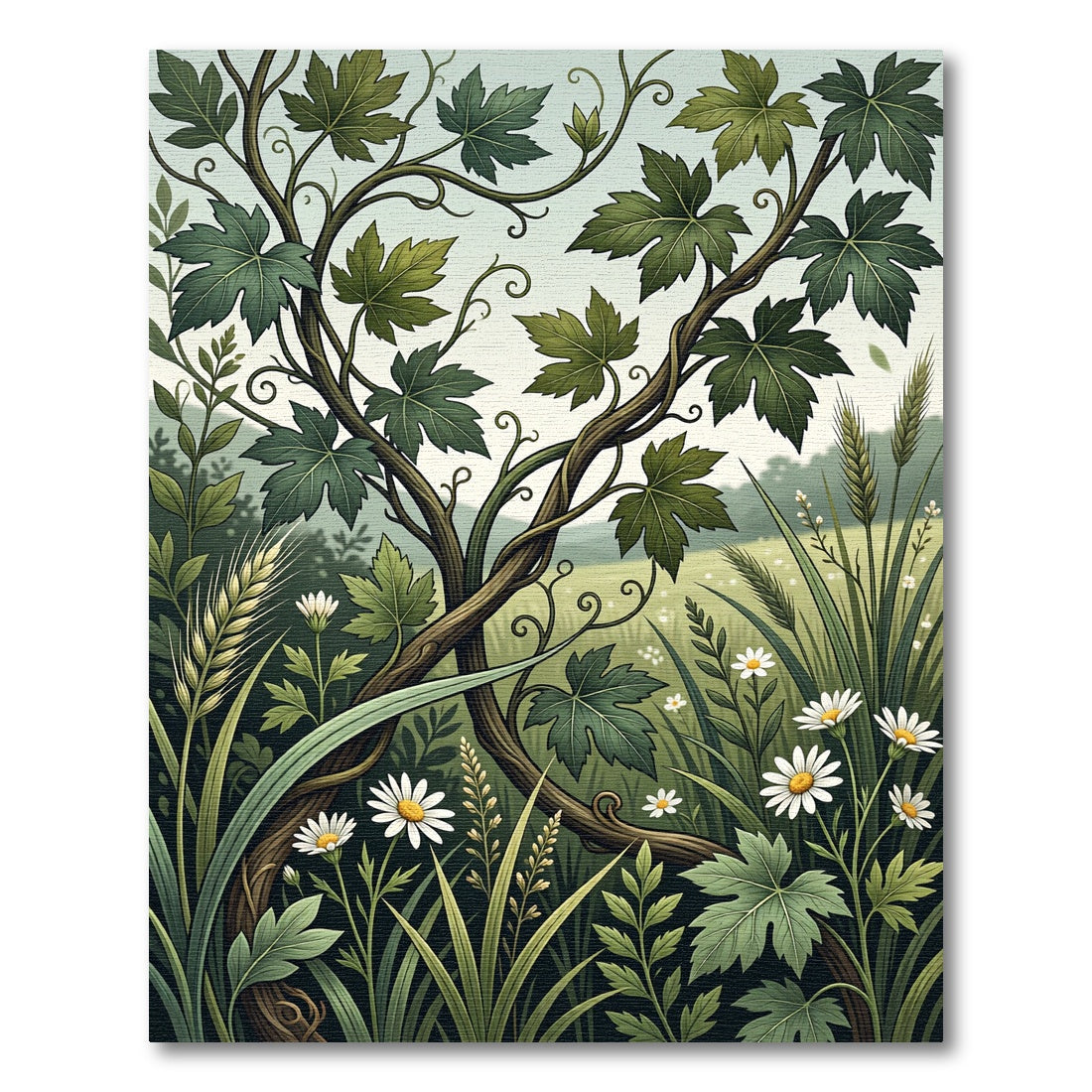 Botanical Grapevine Meadow Flora Art Rug