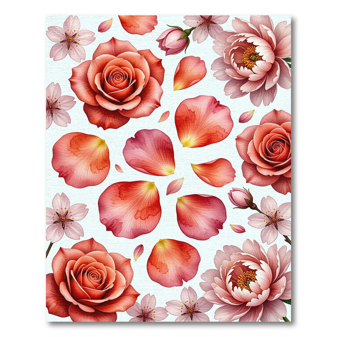 Coral Rose Petal Scatter Rug