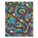 Colorful City Traffic Roadway Scene Rug
