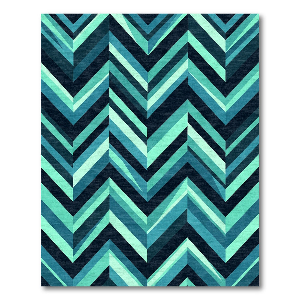 Teal Blue Chevron Geometric Accents Rug