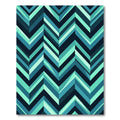 Teal Blue Chevron Geometric Accents Rug