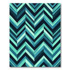Teal Blue Chevron Geometric Accents Rug