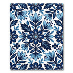 Indigo Floral Damask Botanical Square Rug