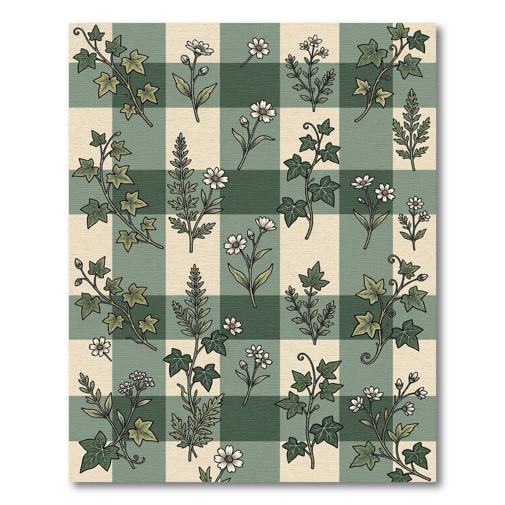 Green Ivy and Daisy Gingham Rug