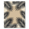 Minimalist Black Palm Leaf Framed Circle Rug
