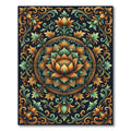 Ornate Emerald and Gold Lotus Medallion Rug