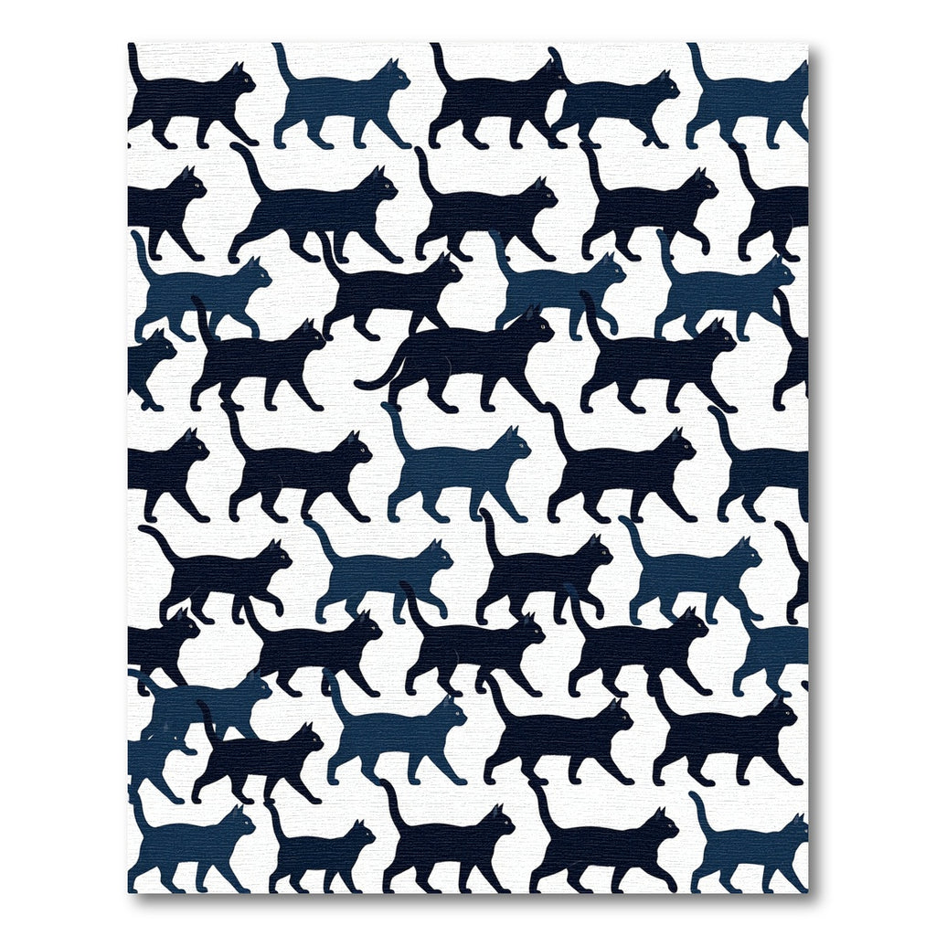 Whimsical Silhouette Black Cat Wallpaper Rug