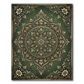 Dark Olive Ornate Floral Medallion Rug