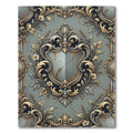 Ornate Gilded Floral Scrollwork Rug